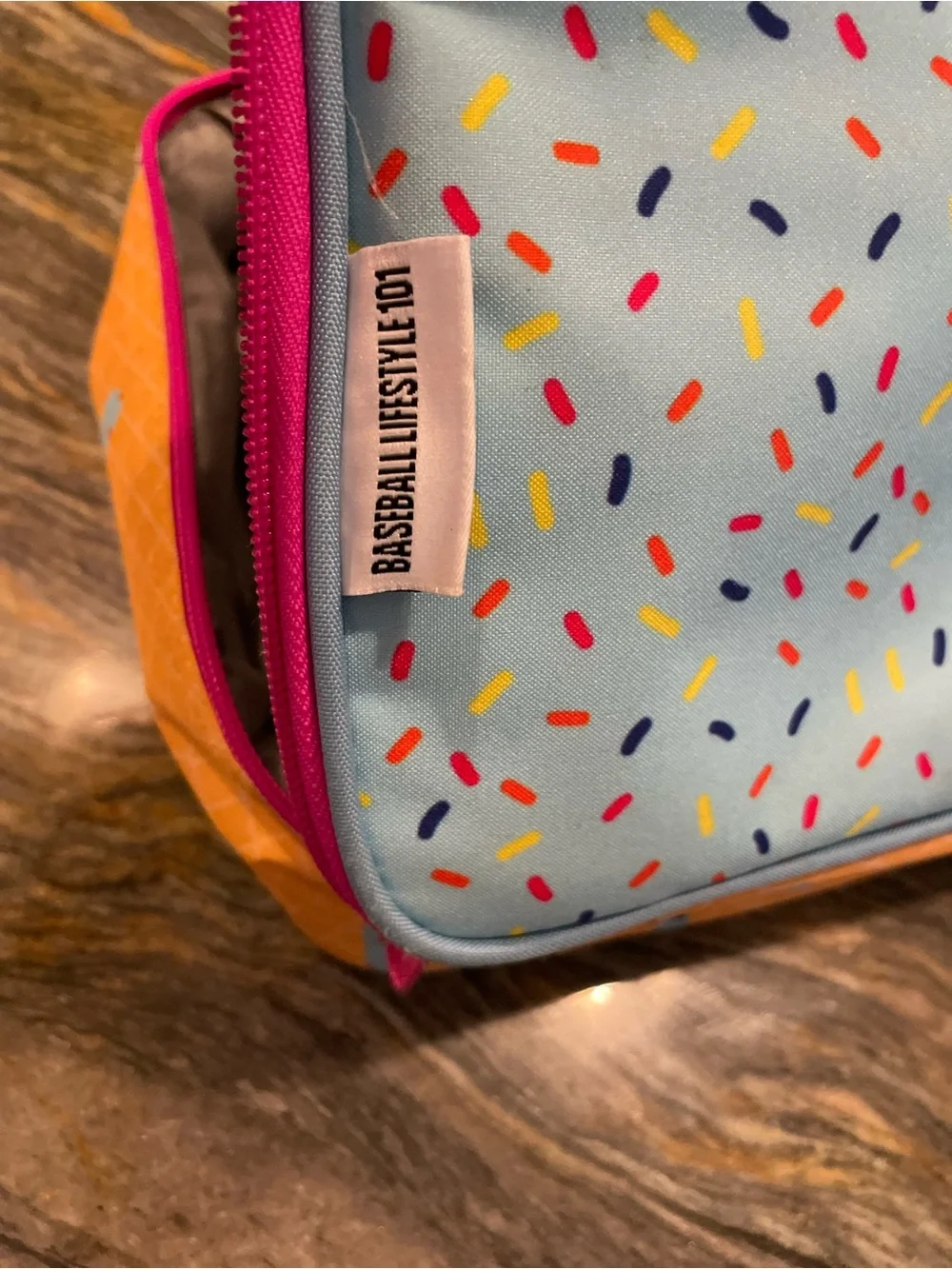 Baseball Lifestyle 101 Light Blue Kids Lunch Bag with Sprinkles -